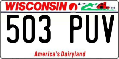 WI license plate 503PUV