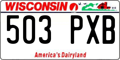 WI license plate 503PXB