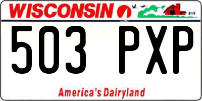 WI license plate 503PXP