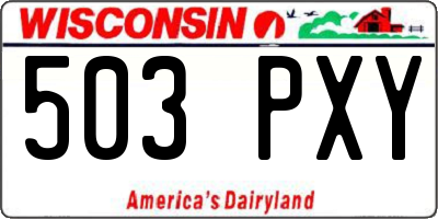WI license plate 503PXY