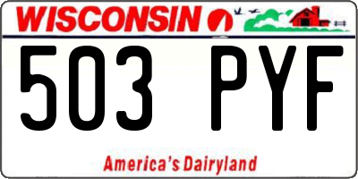 WI license plate 503PYF