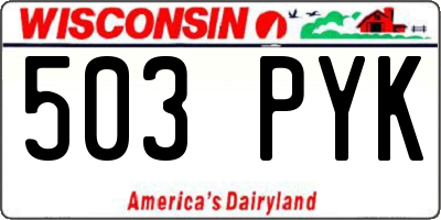 WI license plate 503PYK