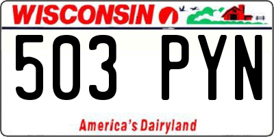 WI license plate 503PYN