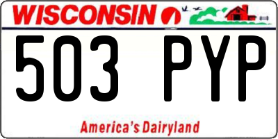 WI license plate 503PYP