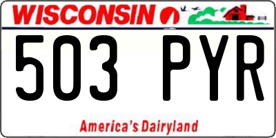 WI license plate 503PYR