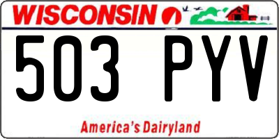 WI license plate 503PYV
