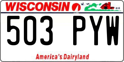 WI license plate 503PYW