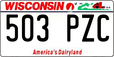 WI license plate 503PZC