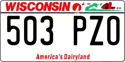 WI license plate 503PZO