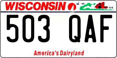 WI license plate 503QAF