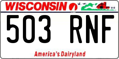 WI license plate 503RNF