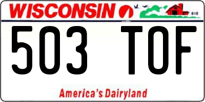 WI license plate 503TOF