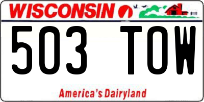 WI license plate 503TOW