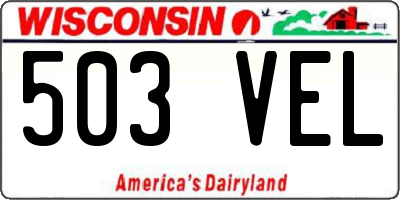 WI license plate 503VEL