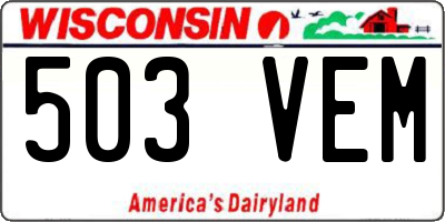 WI license plate 503VEM