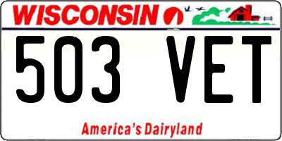 WI license plate 503VET