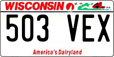 WI license plate 503VEX