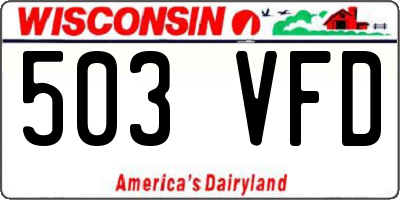 WI license plate 503VFD
