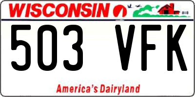 WI license plate 503VFK
