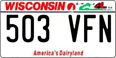 WI license plate 503VFN