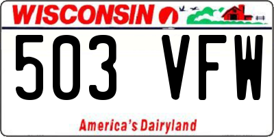 WI license plate 503VFW