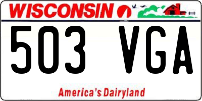 WI license plate 503VGA