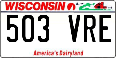 WI license plate 503VRE