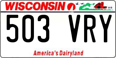 WI license plate 503VRY