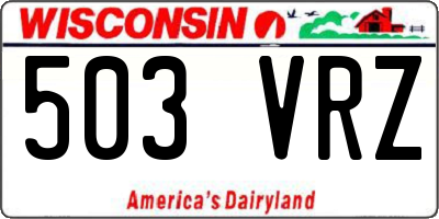 WI license plate 503VRZ