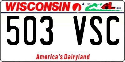 WI license plate 503VSC