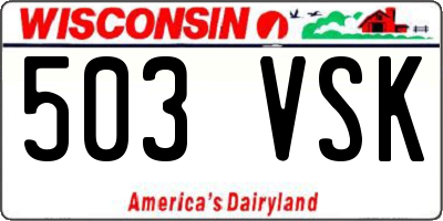WI license plate 503VSK