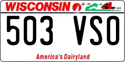 WI license plate 503VSO