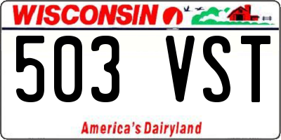 WI license plate 503VST