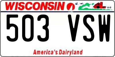 WI license plate 503VSW