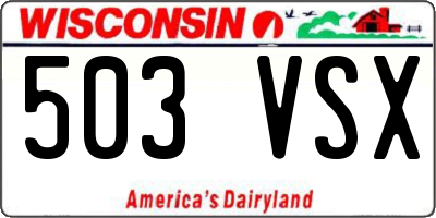 WI license plate 503VSX