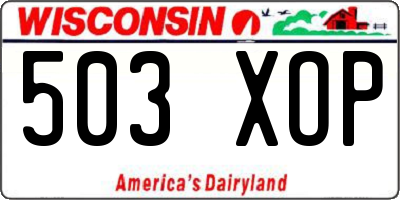 WI license plate 503XOP