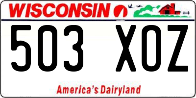 WI license plate 503XOZ