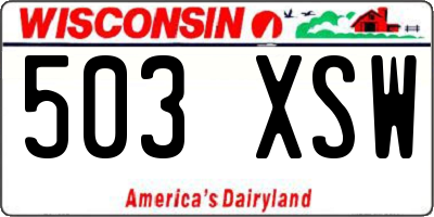 WI license plate 503XSW