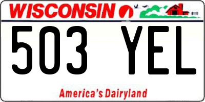 WI license plate 503YEL
