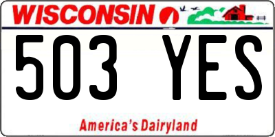 WI license plate 503YES