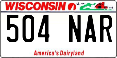 WI license plate 504NAR