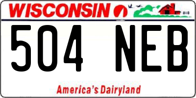 WI license plate 504NEB