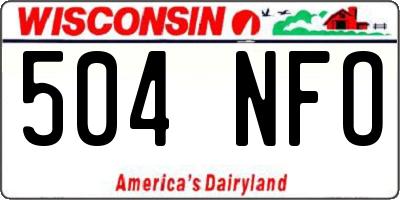 WI license plate 504NFO