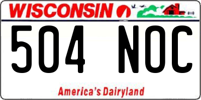 WI license plate 504NOC