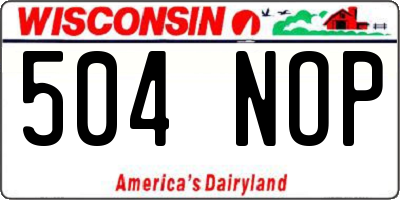 WI license plate 504NOP