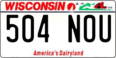 WI license plate 504NOU