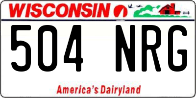 WI license plate 504NRG