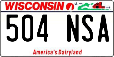 WI license plate 504NSA