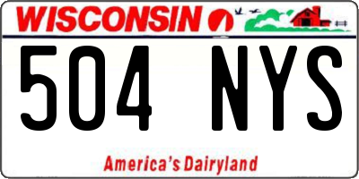 WI license plate 504NYS