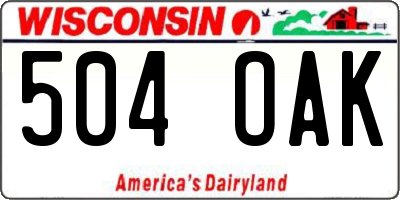 WI license plate 504OAK